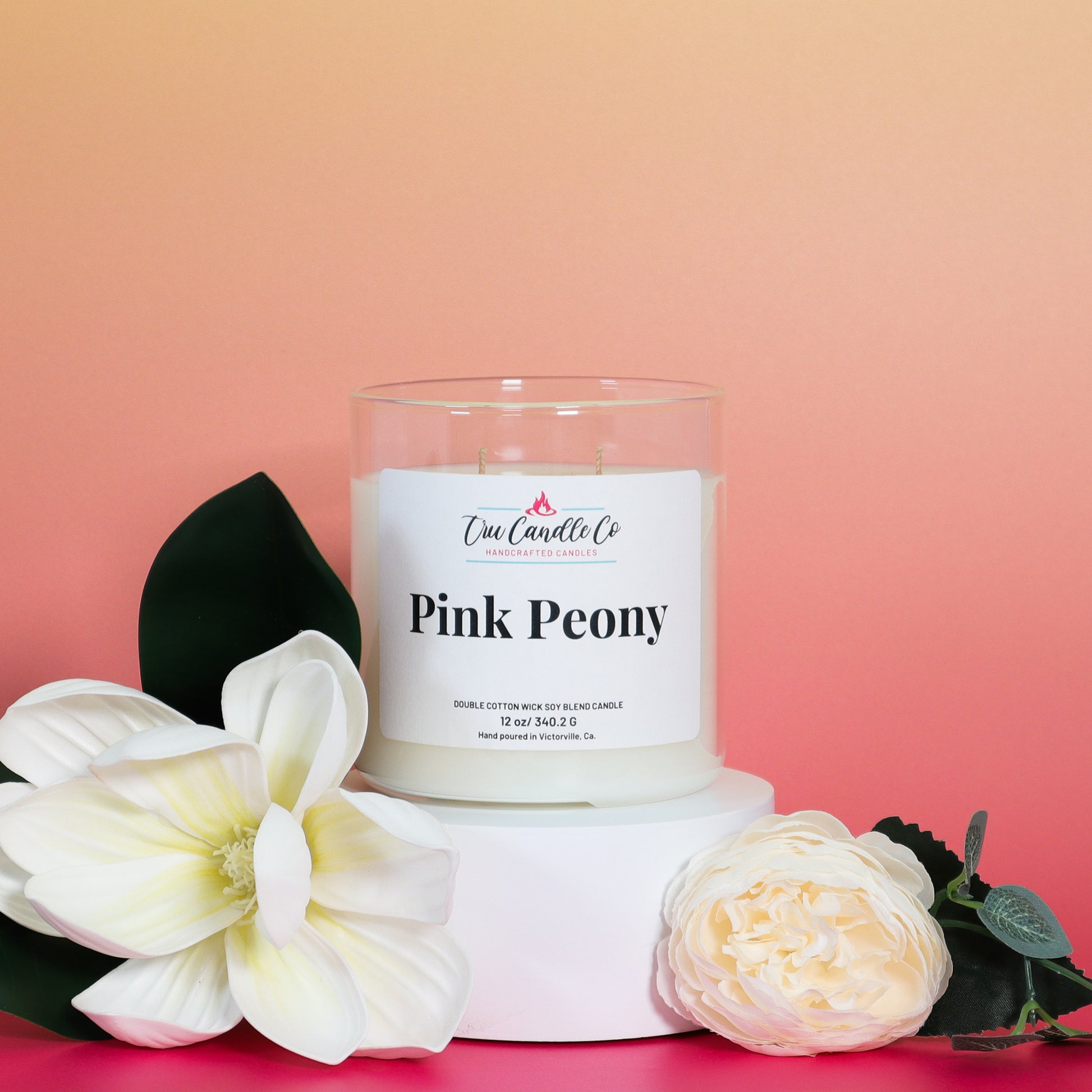 Peony candle with cherry blossom and magnolias, a perfect floral candle for spring time