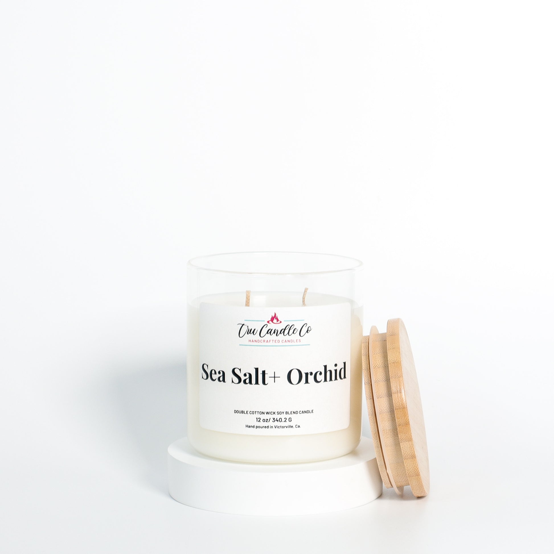 sea salt candle with musk and freesia, makes the perfect spa candle